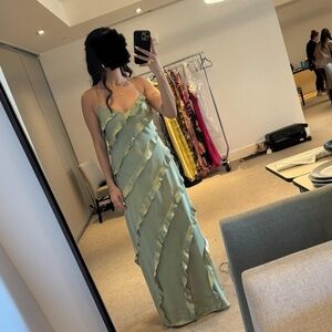 Show me your mumu Green Satin Ruffle Dress